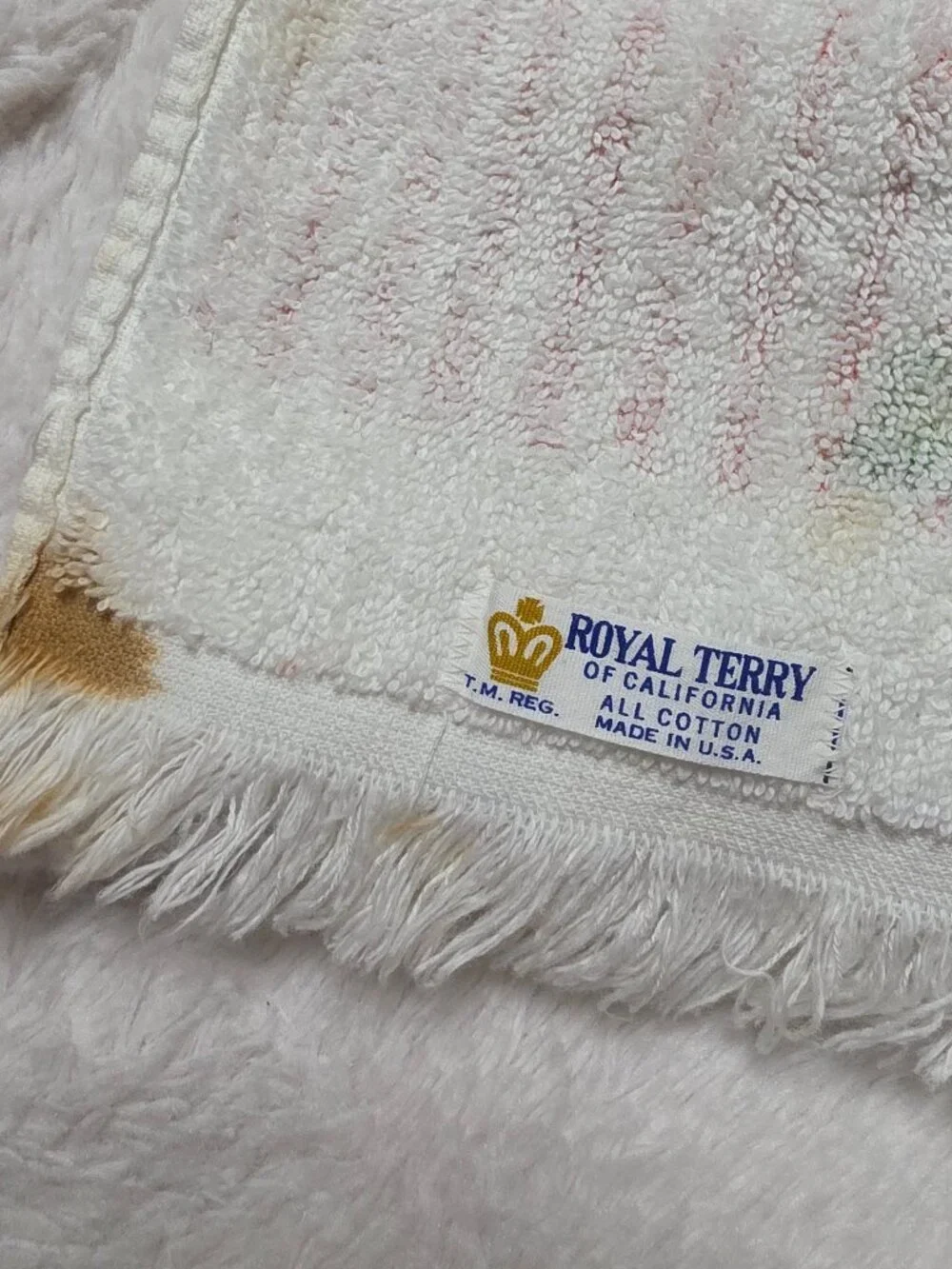 Vtg 70s Royal Terry Christmas New Years Hand Towel Santa Snowman Candy Stripe